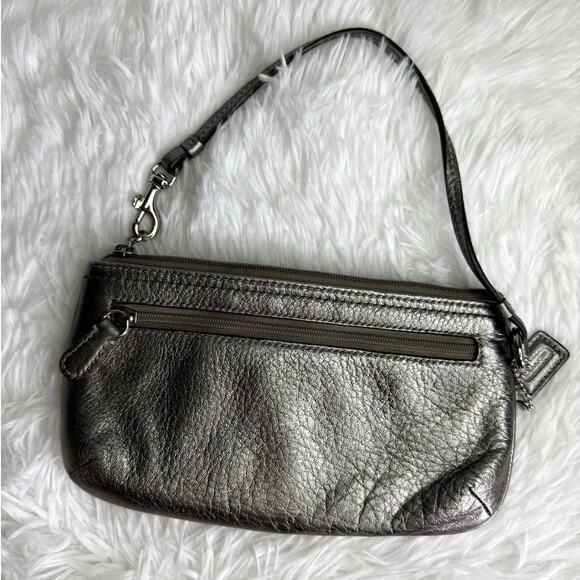 COACH Y2k Metallic Silver Long Double Zipper Wristlet - Picture 2 of 6